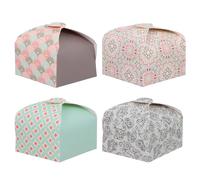 POPETPOP 20 Pieces Scented Candle Packing Boxes with Scalloped Edge, Paisley and Radiant Floral Patterns, Green Base with Red Dots, Handmade Soap Paper Boxes for Wrapping and Party Favors