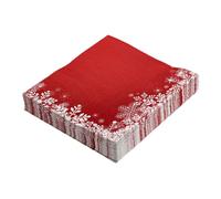 POPETPOP 20 Sheets Christmas Napkins Red Background White Snowflake Printed Soft Two Ply Disposable Party Tissues for Festive Table Decoration Durable and Absorbent for Holiday Gatherings