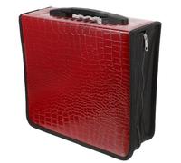POPETPOP 200 Pieces Wear-Resistant Pu CD Storage Pouch with Zipper Closure, Large Capacity Red Case for Organizing Cds and DVDs at Home the Go