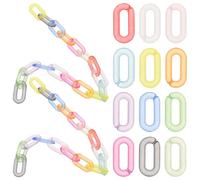 POPETPOP 200pcs Acrylic Oval Chain Links Jewelry Connectors Matte Rainbow Design Wear and Tear Resistant Quick Link Rings for Purse Chains Making and DIY Jewelry
