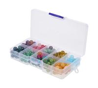 POPETPOP 200pcs Crackle Glass Beads 10-Compartment Small Beads Set for DIY Bracelet Necklace Jewelry Accessories Craft Making Supplies