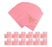 POPETPOP 200pcs Pink Star Plastic Thank You Bags with Handles, Small Retail Packaging Bags for Birthday Party Favors and Boutique Merchandise, 15x20cm 20x30cm Multipack