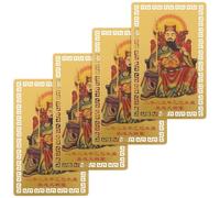 POPETPOP 2025 Tai Sui Gold Amulet Card Set 4pcs - Snake Year Protection Charm Cards Featuring Wu Sui General, Buddhist Chant, Lao Jun, Dou Dou Deity - Chinese Feng Shui Luck and Fortune