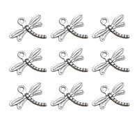 POPETPOP 20pcs Alloy Dragonfly Charm Pendant Set for Jewellery Making, Silver Colour with Simple and Stylish Design, for DIY Bracelets