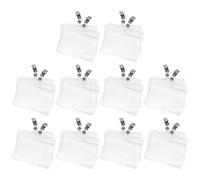 POPETPOP 20pcs Badge Holder Work Cards Cover PVC Id Card Holder with Iron Clip Easy to Carry Sturdy Waterproof for Office Use Can Be Put in A Bag