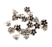 POPETPOP 20pcs Black Flower Button Covers, Metal Snap Fastener Replacement Snaps, Lightweight Alloy Clip-on Brooch Pins for Shirts and Jackets, Suitable for Activity