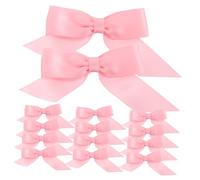 POPETPOP 20pcs Double Sided Adhesive Satin Ribbon Bows for DIY Crafts Wedding Decorations Present Wrapping Premade Self Stick Bows with Vibrant Pink Color and Strong Hold