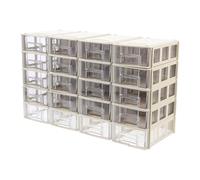 POPETPOP 20pcs Drawer Type Plastic Storage Boxes Set with Dividers for Buttons Classification, Electronic Components, DIY Repair Parts Organizing in Gray Shell, Suitable for Home and Office