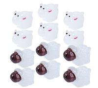 POPETPOP 20pcs Glow in The Dark Mini Resin Sheep Figurines, Luminous White and Red Mouth Sheep Statues for Mini Garden, Tabletop and Office Decor, Creative Animal Micro Landscape