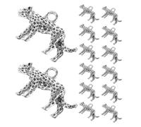 POPETPOP 20pcs Handmade Alloy 3d Leopard Charms with Lifelike Effect for Jewellery Making and Bracelets, Unique Design Silver Big Cat Pendants Accessories
