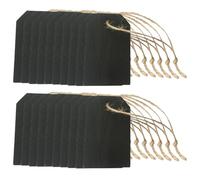 POPETPOP 20pcs Mini Black Wooden Hanging Tags 8x5cm with Jute Twine Writable Chalkboard Price Tags for Clothing Labels and Wrapping Decorations
