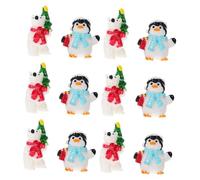 POPETPOP 20pcs Mini Resin Christmas Figurines Cute Penguin and Bear Decorations for Xmas Party Favors Holiday Desktop and Garden Ornaments Sturdy Miniature Resin Xmas Scene Figures