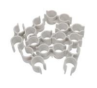 POPETPOP 20pcs Plastic Double Pipe Clamp Connector, Pipe Fastening Plastic Clip, Beige, Inner Diameter 20mm, for Dustpan and Broom, Home and Office Cleaning Tool Accessory