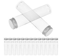 POPETPOP 20pcs Plastic Test Tubes with Flat Bottom 110ml Capacity, High Temperature Resistant Pet Storage Tubes for Gifting and Item Packaging