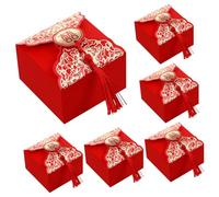 POPETPOP 20Pcs Portable Wedding present Box Elegant Red Candy Case with Tassel Design Chinese Style Favor Packaging for Special Occasions for Weddings and Celebrations