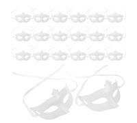 POPETPOP 20pcs White Plastic Half Face DIY Mask Base for Halloween and Theatrical Performances, Lightweight Design for Adults and Teens, for Creative Cosplay and Masquerade Parties