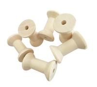 POPETPOP 20pcs Wooden Thread Spool Mini Wood Thread Bobbins 5cm Beige Unfinished Wood Ready for Coloring for DIY Sewing Crafts