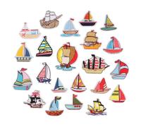 POPETPOP 23pcs Sailboat Pattern Embroidery Applique Patches for Hats and Clothing, Polyester Material Decorative and Repair Clothing Patch for DIY Costumes and Bags