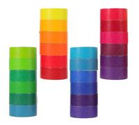 POPETPOP 24 Rolls DIY Decorative Washi Tape 24 Solid Colours Washi Paper Rolls, Cuttable Craft Tape for Journals and Cards, Portable and Easy to Store
