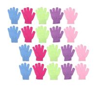 POPETPOP 24pcs Bath Exfoliating Gloves Nylon Five Finger Body Scrub Mitts for Shower Skin Cleaning and Dead Skin Removal Suitable for Men and Women Random Color
