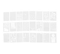 POPETPOP 24pcs DIY Journal Stencils Plastic Painting Templates Reusable Graffiti Stencils for Scrapbook Diary Craft Supplies with Patterns PET Material