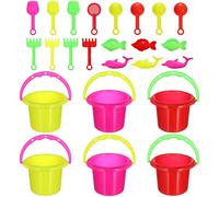 POPETPOP 24Pcs Mini Beach Toy Set with Sand Bucket and Spade for Kids Outdoor Sand Play Backyard and Beach Activities