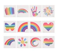 POPETPOP 24pcs Rainbow Flag Sticker Body Temporary Tattoos Stickers for Face for Pride Events and Rave Parties Style
