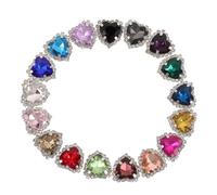 POPETPOP 25pcs Heart Shaped Crystal Rhinestone Buttons for Sewing, DIY Clothing Embellishment, Colorful 12mm Inner Diameter Copper Claw Fasteners for Wedding Dresses and Party Random Color