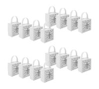 POPETPOP 25pcs White Hollow Cross Party Favor Bags with Handles - Small Religious Treat Boxes for Baptism, Church Events, and Wedding Packaging