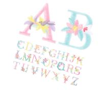 POPETPOP 26pcs Iron-on Flower Applique Patches Small Embroidered Orchid and Daisy Letters DIY Sewing Patch for Clothing Fabric Decoration