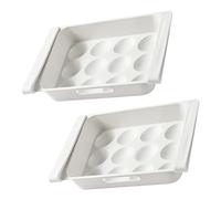 POPETPOP 2pcs 12-grids Plastic Egg Storage Box with Large Capacity Prevents Eggs from Being Crushed and Keeps Fresh Stackable under Cabinet Drawer Organizer for Fridge