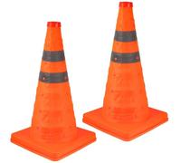 POPETPOP 2pcs 45Cm Extendable Traffic Cones with Reflective Collar, Adjustable Road Safety Markers for Outdoor Games, Football Training, and Construction Site Warning