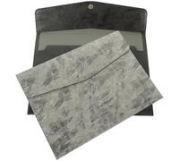 POPETPOP 2Pcs A4 Faux Leather Business Document Bags File Organizer Pouch Large Capacity Document Holder Folder for Office and Travel, Black and Grey