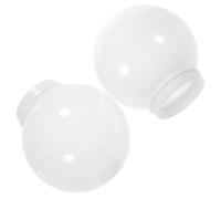 POPETPOP 2pcs Acrylic Globe Light Shades 150mm Diameter 80mm Threaded Opening, Milk White Outdoor Lamp Covers for Porch, Patio, Fence Post Lighting Accessories