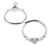 POPETPOP 2Pcs Adjustable Angel and Demon Couple Rings Set, Sterling Silver Moonstone Leaf Design, Matching Opal Rings for Women and Men, Trendy Couples Jewelry for Valentine’S Day