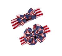 POPETPOP 2pcs Adjustable Anti-slip Headbands with National Flag Bowknot Design, Creative Cloth Hair Bands for Independence Day Party and Weddings