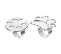 POPETPOP 2pcs Adjustable Nail Art Mixing Ring Palette with 5 Wells and Footprint Design Mini Manicure Palette Rings for Nail Polish Mixing and Glue Application Suitable for Professional