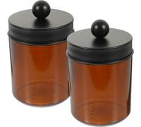 POPETPOP 2pcs Aromatherapy Candle Jar and Household Storage Canister Set with Glass Body, Stainless Steel Lid, and Bamboo Sealed Cover for Desktop Storage and Moisture Prevention