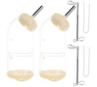 POPETPOP 2pcs Automatic Rabbit Water Dispenser 300ml Small Animal Bottle with Pressure Resistant and Anti-leak Features, Stainless Steel and Plastic Feeder for Pet Rabbit Cage
