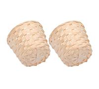 POPETPOP 2pcs Bamboo Woven Basket Storage Organizer with Large Capacity, Multi-use Tabletop Beige Baskets for Room and Housewarming Storage Solutions