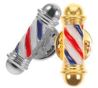 POPETPOP 2pcs Barber Shop Pole Brooch Pins Set Alloy 3d Barber Light Lapel Pin Badge Gold Silver Brooch for Barbershop Uniform Accessories