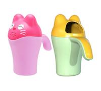 POPETPOP 2pcs Bath Rinse Cup with Spray Outlet for Shampoo Rinsing Gentle Water Flow Detachable Design Ergonomic Handle for Pink Green