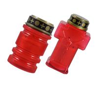 POPETPOP 2pcs Battery Powered LED Candle Lights with Gentle Lighting for Cemeteries and Worship Activities, Red Plastic Jesus Cross Design Flameless Decorative Candle Lamps
