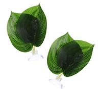 POPETPOP 2Pcs Betta Fish Leaf Hammock Artificial Fish Tank Plants Aquarium Tank Plants with Suction Cup Silk Leaf Hammock Betta Fish Glowing Rocks for Fish Tank Aquarium