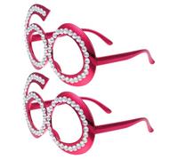 POPETPOP 2Pcs Birthday Glasses for Adults Rhinestone Eyewear Fun Photo Booth Props for Birthday Party Supplies Unique Festival Selfie Accessories