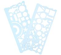POPETPOP 2pcs Blue Plastic Drawing Stencils Set, Multifunctional Geometric Rulers for Students, DIY Painting and Drafting Templates, Educational Drawing Tools for School and Office