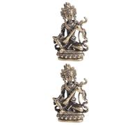 POPETPOP 2pcs Brass Buddha Statue Ornament, Vintage Pipa Bodhisattva Figurines Home Decoration, Creative Blessing Craft for Housewarming and Desktop Display