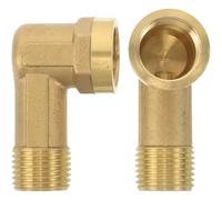 POPETPOP 2pcs Brass Garden Hose Fittings 90 Degree Hose Connector, Brass and Silicone, 1/2 Inch Thread Diameter, Golden, Extended Length, for Hard to Reach Areas and Complex Installations