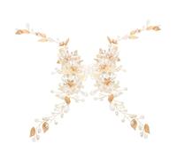 POPETPOP 2pcs Bridal Pearl Hairband with Crystal Floral Leaf Design Lightweight Wedding Headpiece for Women and Comfortable Hair Accessories for Brides