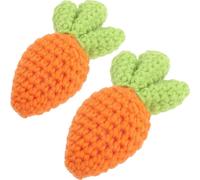POPETPOP 2pcs Carrot Shape Crochet Brooch Pins Handmade Wool Hairpin Charms DIY Keychain Accessories for Crafts and Party Favors